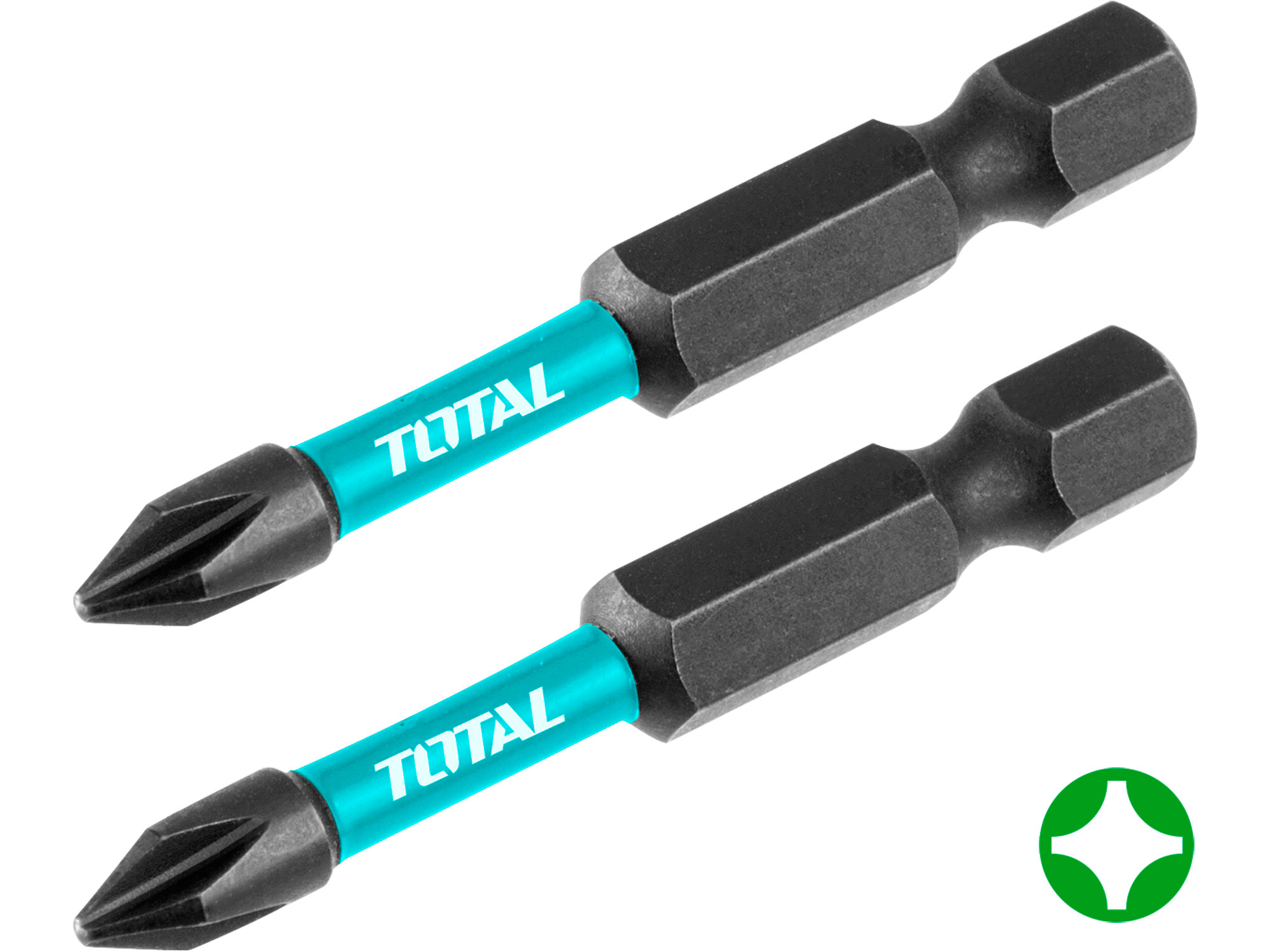 Total Końcówki wkrętakowe udarowe, S2, PH2, 50 mm, przemysłowe Total Końcówki wkrętakowe udarowe, S2, PH2, 50 mm, przemysłowe