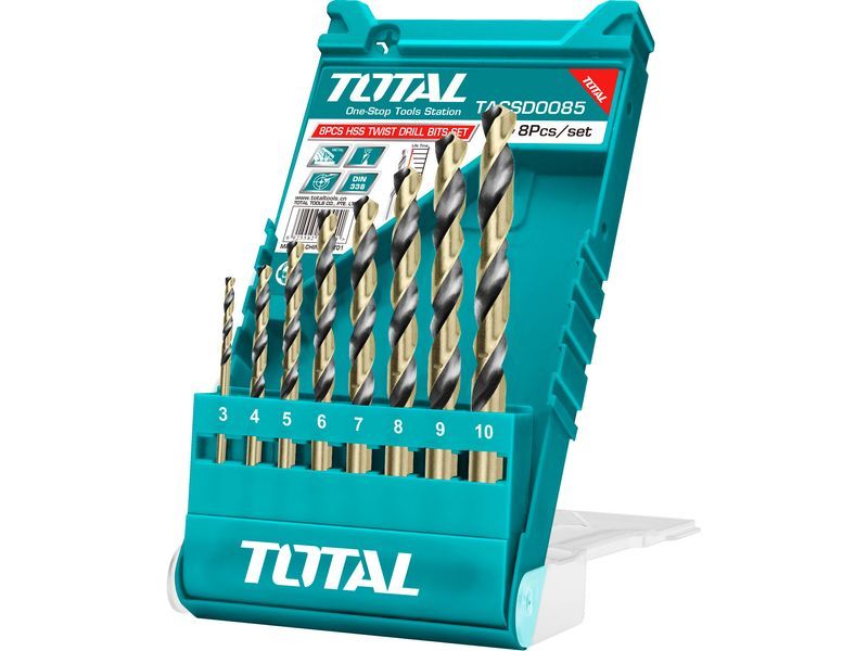 Wiertła do metalu, zestaw 8 sztuk, HSS