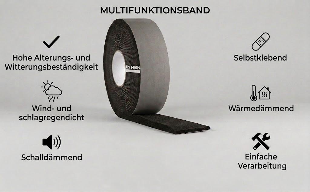 Multifunktionsdichtband 80/7-15 mm, schwarz, 6 m Multifunktionsdichtband 80/7-15 mm, schwarz, 6 m