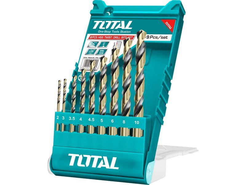 Wiertła do metalu, zestaw 9 sztuk, HSS Wiertła do metalu, zestaw 9 sztuk, HSS